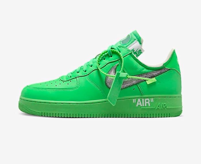 Green Nike Air Force 1 shoe.